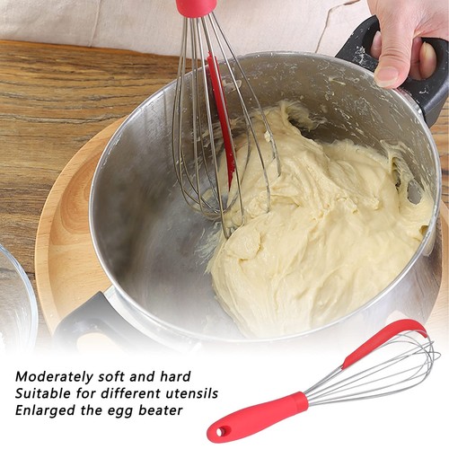 Egg Whisk with Silicone Scraper Stainless Steel Wisking Tool Egg Beater Dough... - Picture 6 of 9