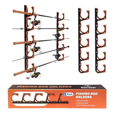 2 Pack H5 Fishing Rod Holder, Wall, Ceiling Mount, Horizontal Rack, Soft Pad