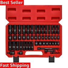 3/8" Drive Impact Socket Set, 49 Piece Standard SAE and Metric Sizes 5/16-Inc...