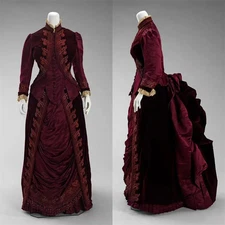 1880s Victorian Red Bustle Daily Dress Civil War Duchess Southern Theater 