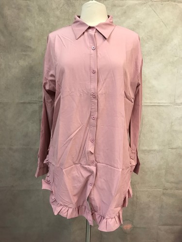 Women's Shirt Short Dress Pink Long Sleeve Size XL