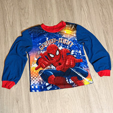 Marvel Spider-Man Boys Long Sleeve Pajama Top Crew Neck Graphic Print Blue Red