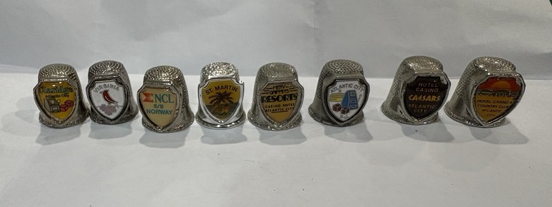 Lot Of 8 Vintage Thimbles SILVERTONE Souvenir VIRGINIA ST MARTIN ATLANTIC CITY