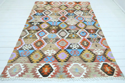 Anatolia Denizli Nomads Kilim Rug, Floor Rug, Carpet Wool Kelim 69''x94'' Area Rug