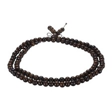 Wooden Prayer Bead Bracelet, 6mm 108 Natural Wooden Bead Greywood Color