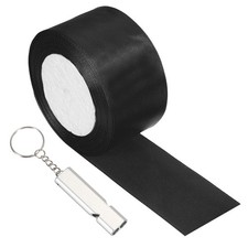 Finish Line Satin Ribbon with Whistle, 2"x24Yd  Black