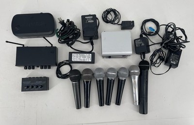 Shure Samson Audio Gear Lot Wireless Receivers Microphones Mixer Cables