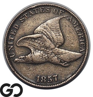 1857 Flying Eagle Cent Penny VF Copper Nickel Small Cent