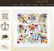 New Unisex Gucci Iconic Silk Scarf with Gift Box Flora Multicolor White Wrap