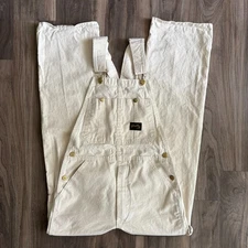 Vintage Stan Ray Overalls Size 28x32 White Canvas Bib Workwear Paint NWOT 1980s