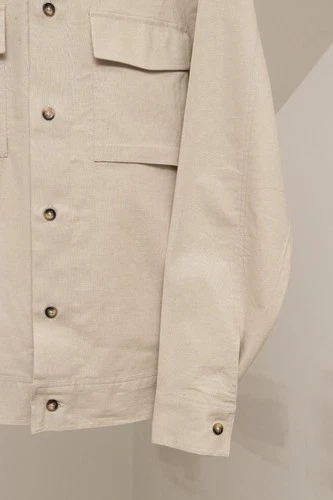Reiss Kimchi Men's Beige Linen & Cotton Twin Pocket Jacket Size M image 4