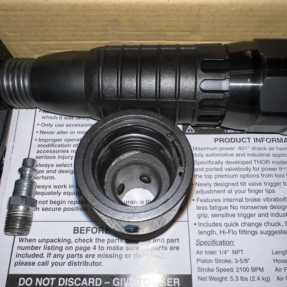 Martillo neumático Astro 401K - vástago de 0,401" -THOR- de barril largo / remachadora Foto 3 de 4