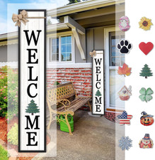 Interchangeable Welcome Sign for Front Door Standing, 45"X9" with 12 Pcs Replace