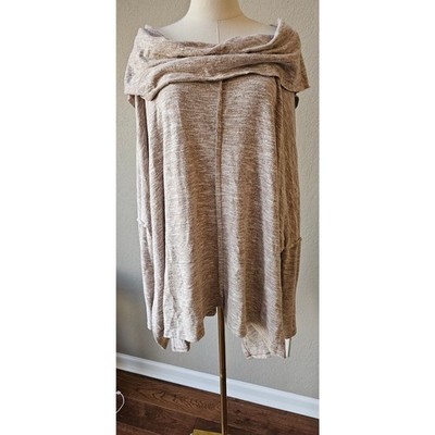 Easel Women's Cowl Neck Oversized Pullover Sweater Size M Gray Relaxed Stretch