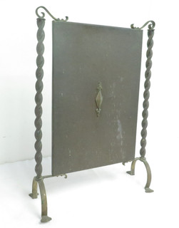 Antique Brass Fire Screen Guard Twisted Leg Design