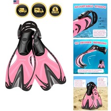 Kids Snorkel Fins, Swim Fins for Lap Swimming, Adjustable Short Flippers, Tra...