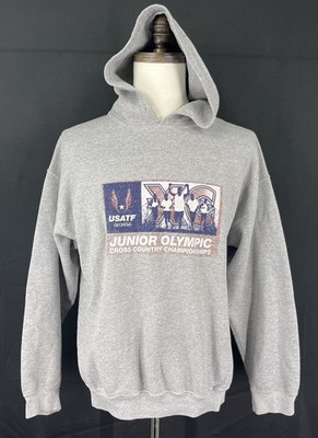 USATF Georgia Junior Olympic Cross Country Men's Hoodie Gray Gildan Distressed L