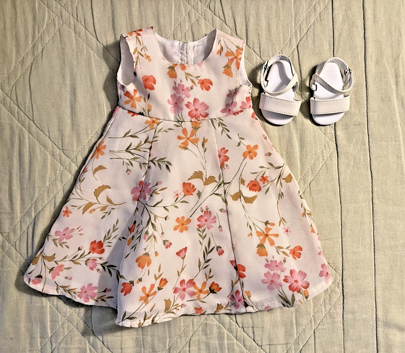 18 inch Authentic American Girl Doll Clothes Floral Dress and Shoes