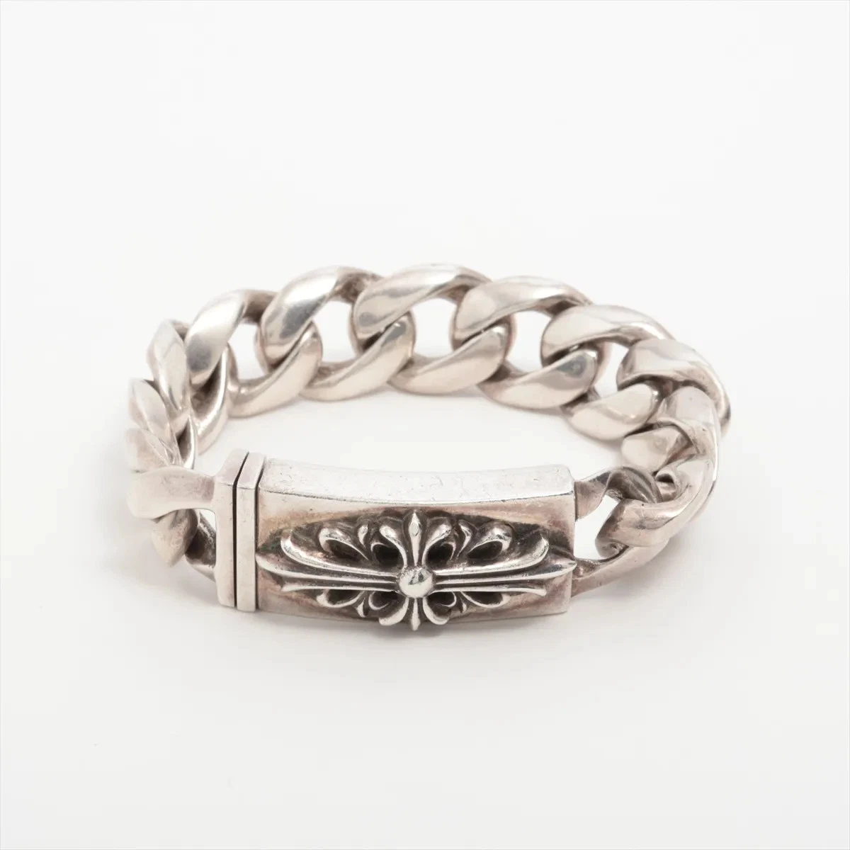 CHROME HEARTS Bracciale ID Croce Floreale Cuori Cromati 925 90 4g Brevezza Classico 11 maglie