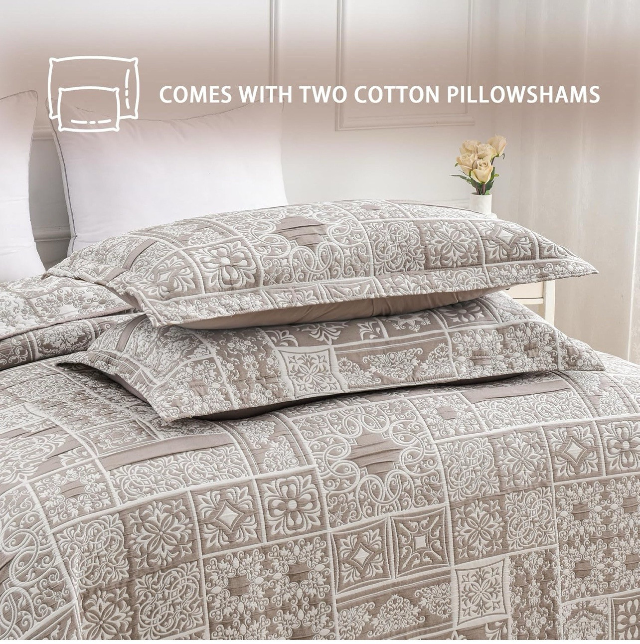 3 Piece Brown Patchwork Bedspread Sets King Size