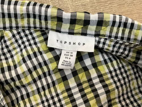 Topshop Women’s Crop Shirt Size 10 Checked Puff Sleeves - Picture 6 of 7