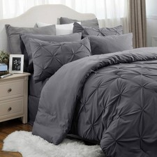 Dark Grey Comforter Set Queen Bed in a Bag Queen 7 Pieces Comforter Sheets