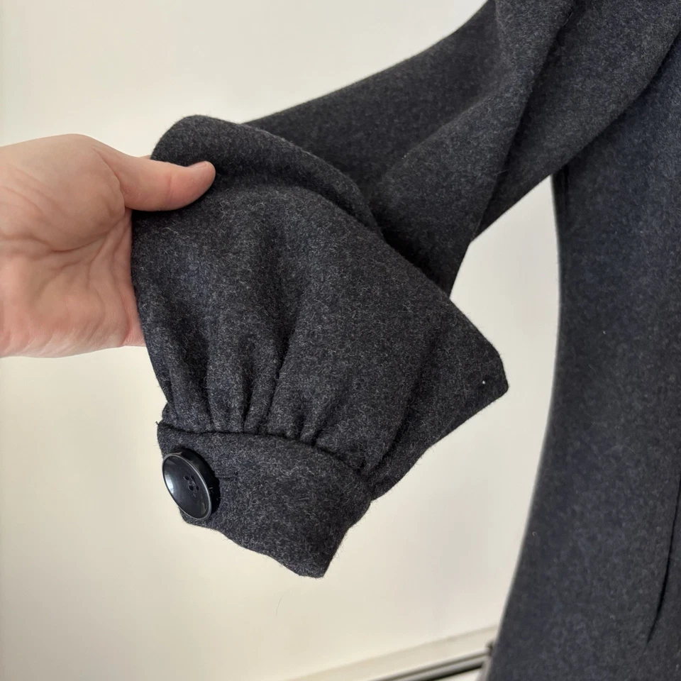 Casaco de lã Guess cinza vermelho mistura peito duplo com cinto ervilha tamanho médio - Imagem 4 de 4