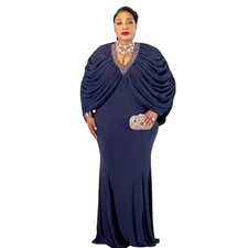 Women Modest African Abaya Kaftan Solid Color Dress Robe Gown for Wedding Party