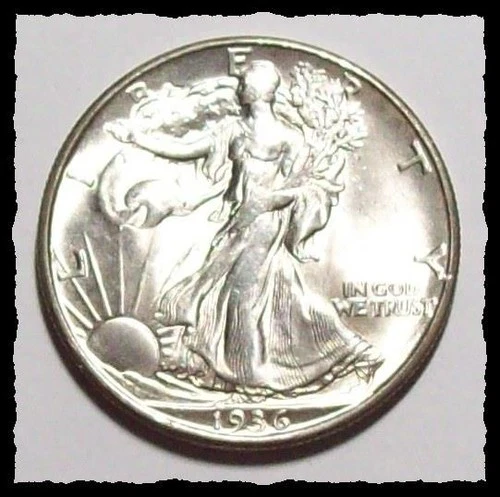 1936-D WALKING LIBERTY HALF DOLLAR  White w/ HALO Choice to VCH BU  #3D52