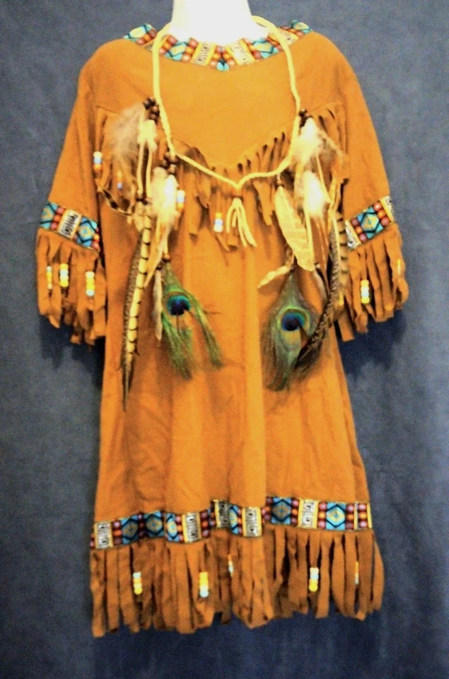 Native American Style Dress Costume / Necklace M/L 8-10 Halloween Wild West - Image 3 of 4