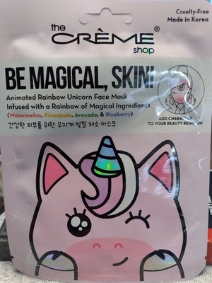 Set Of 3 The Creme Shop Be Magical, Skin! Animated Rainbow Unicorn Face Mask