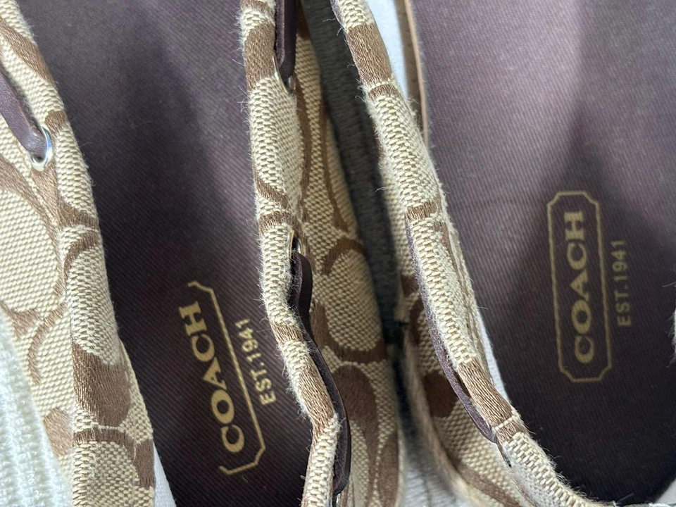 Zapatos Coach Mellow para mujer talla 9M color tostado firma alpargata de lona sin cordones planos Foto 4 de 4