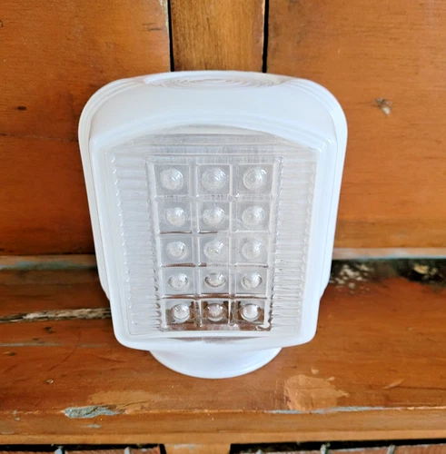 Vintage Retro Art Deco Lamp Milk Glass Light Shade Dots Grid Bathroom Globe Wall