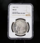 1881-S Morgan $1 Dollar Silver Dollar Coin NGC MS63 San Fransisco CN1053