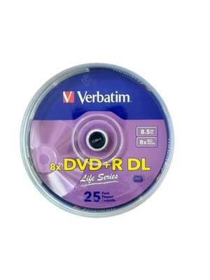 Verbatim DVD+R DL 8.5GB 8x Speed 25Pack  Life Series Recordable NEW/Sealed
