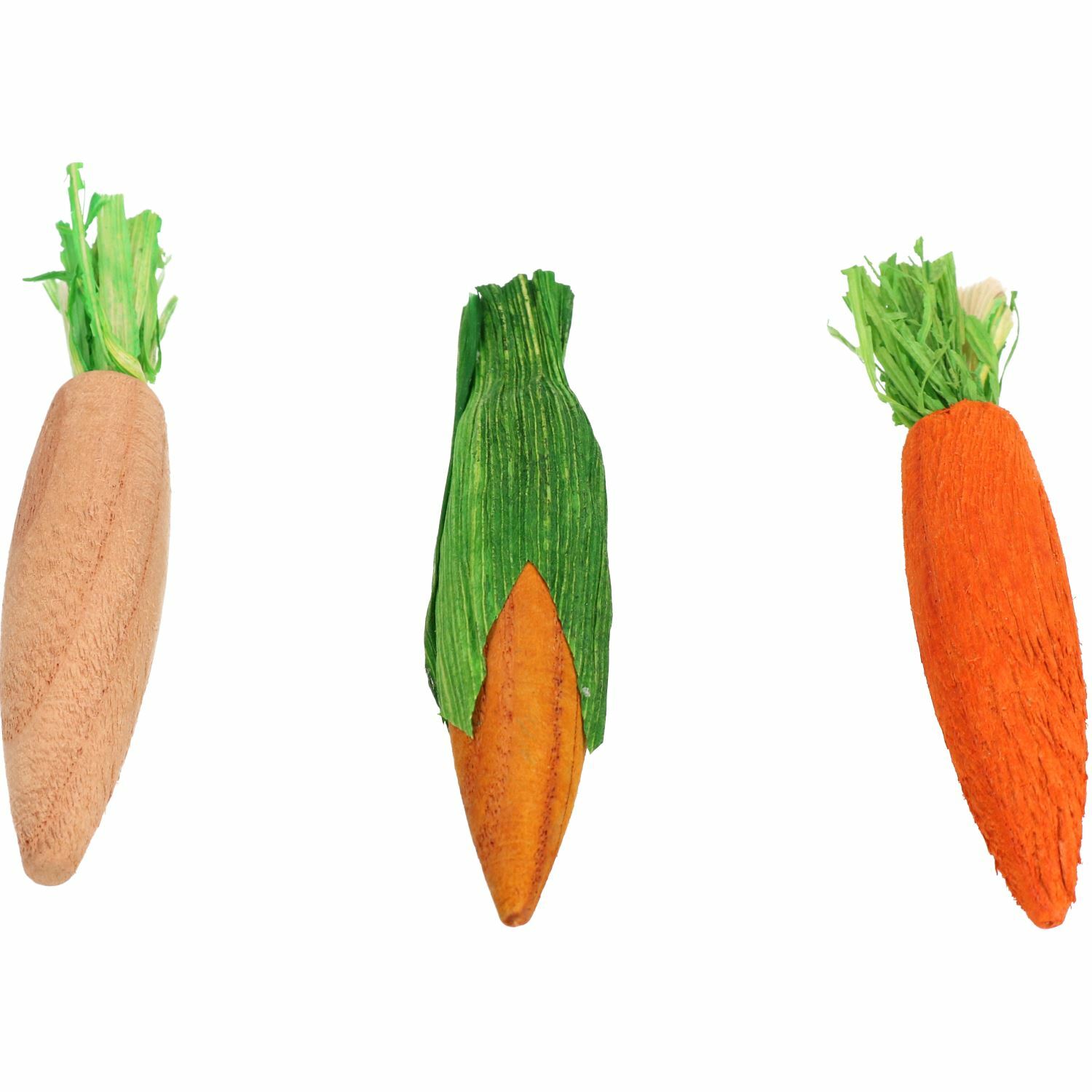 Small Animals Boredom Breaker Woodies 3D Veg Shaped Nibble Stix Toy 3pk