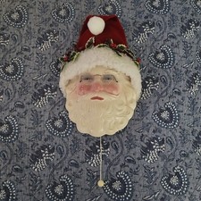 Vintage Santa Claus 1992 "Clay Art" Music Box Plays Music Wall Hanging
