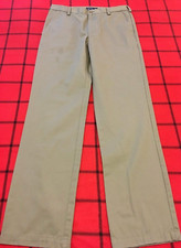 Izod American Chino Slim Fit Men's 32x33.5 Quality Khaki Casual Pants Flat Front
