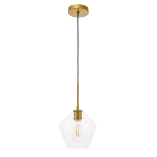 Living District Gene 1-Light Mid-Century Metal Pendant in Brass and Clear - Picture 5 of 7