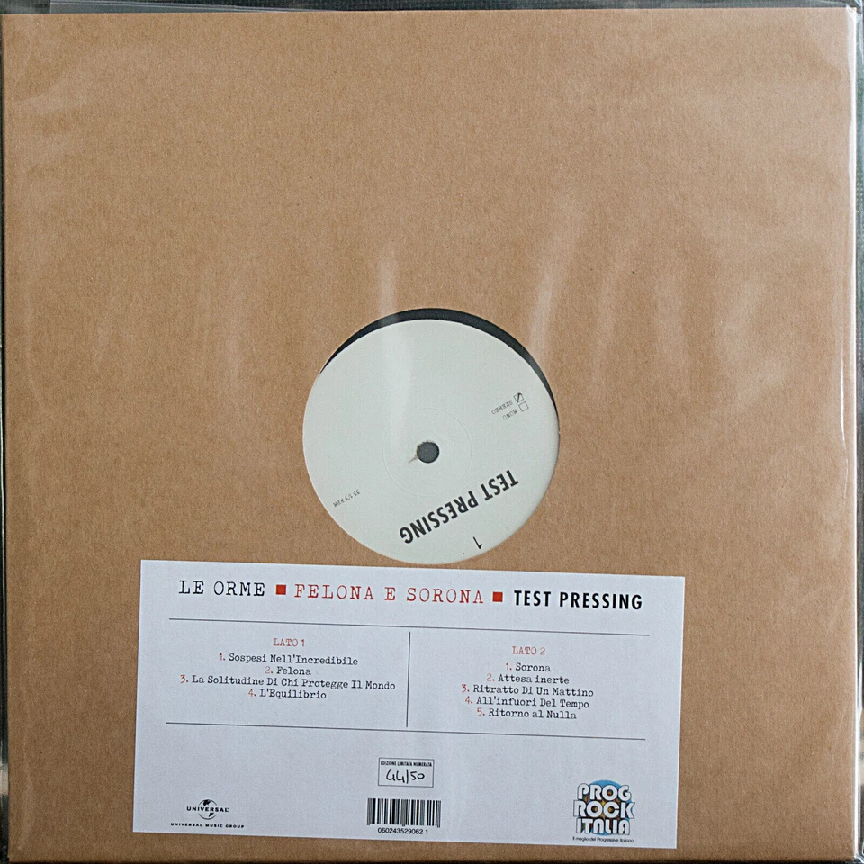 Prog Rock - Le Orme - Felona E Sorona - TEST PRESSING ITA 2023 Nr 42 bis 50 MINT - Bild 3 von 4