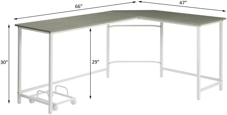 Acme Bambina木制顶级电脑桌带电脑支架灰色和白色 — 第 3/4 张图片