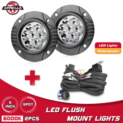 2x 5'' Flush Mount LED Work Light Bar Spot Beam Bumper Reverse Pods Driving Truck
