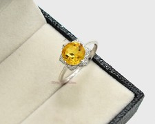 8 MM Natural Citrine Gemstone 925 Sterling Silver November Birthstone Women Ring