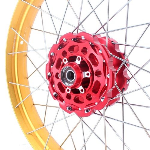 VMX 21/18 Tubeless Wheels for Honda CRF1100L Africa Twin 2020-2023 Gold Rim Red - Picture 7 of 12
