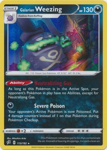 Holo  Galarian Weezing - 113/192 Rebel Clash Rare Pokemon TCG