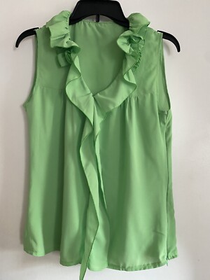 Custommade Green Ruffles Neck Women Top Size s