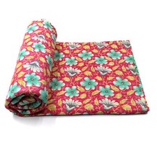 Vintage Kantha Quilt Indian Cotton Bedspread Gypsy Throw Bedding Cover