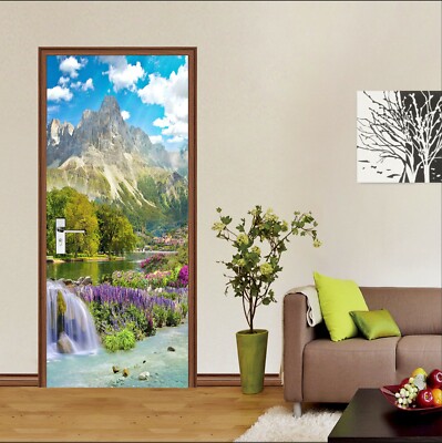 3D Berg Lavendel ZHU2053 Door Wall Mural Photo Wall Sticker Decal Wall Amy