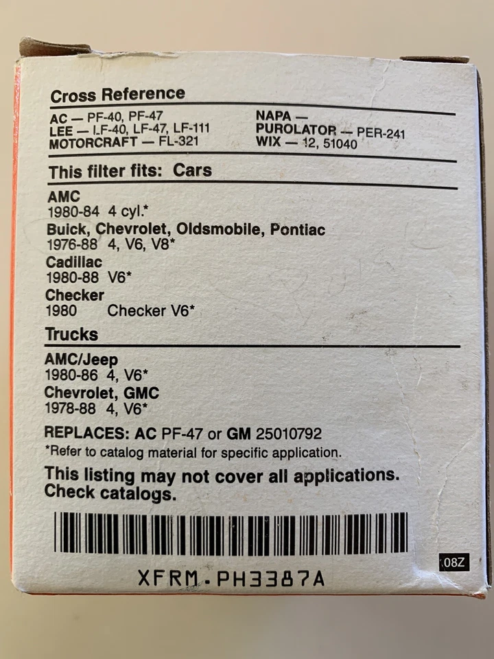 Filtro de aceite de motor FRAM PH3387A nuevo sellado manejo el mismo día y rápido USPS Foto 4 de 4