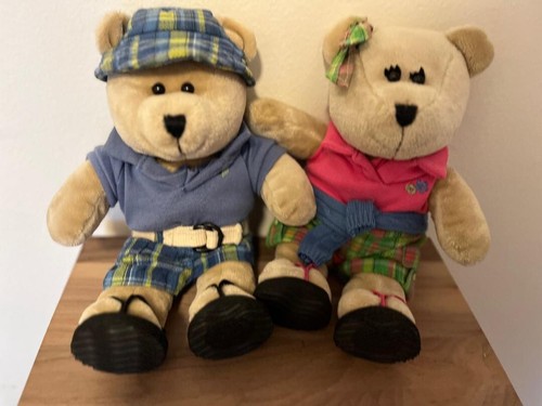 Lote de 2 Y2K Starbucks Bearistas Preppy Vacaciones de Verano Oso Pareja 62ª Edición - Imagen 2 de 13